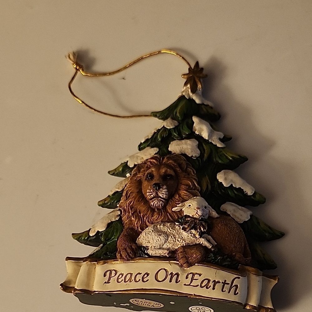 Source Unknown Green and Brown Peace Ornament
